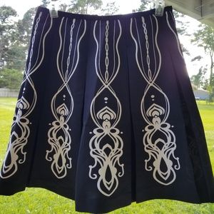 Navy and Cream Art Deco Style Skirt